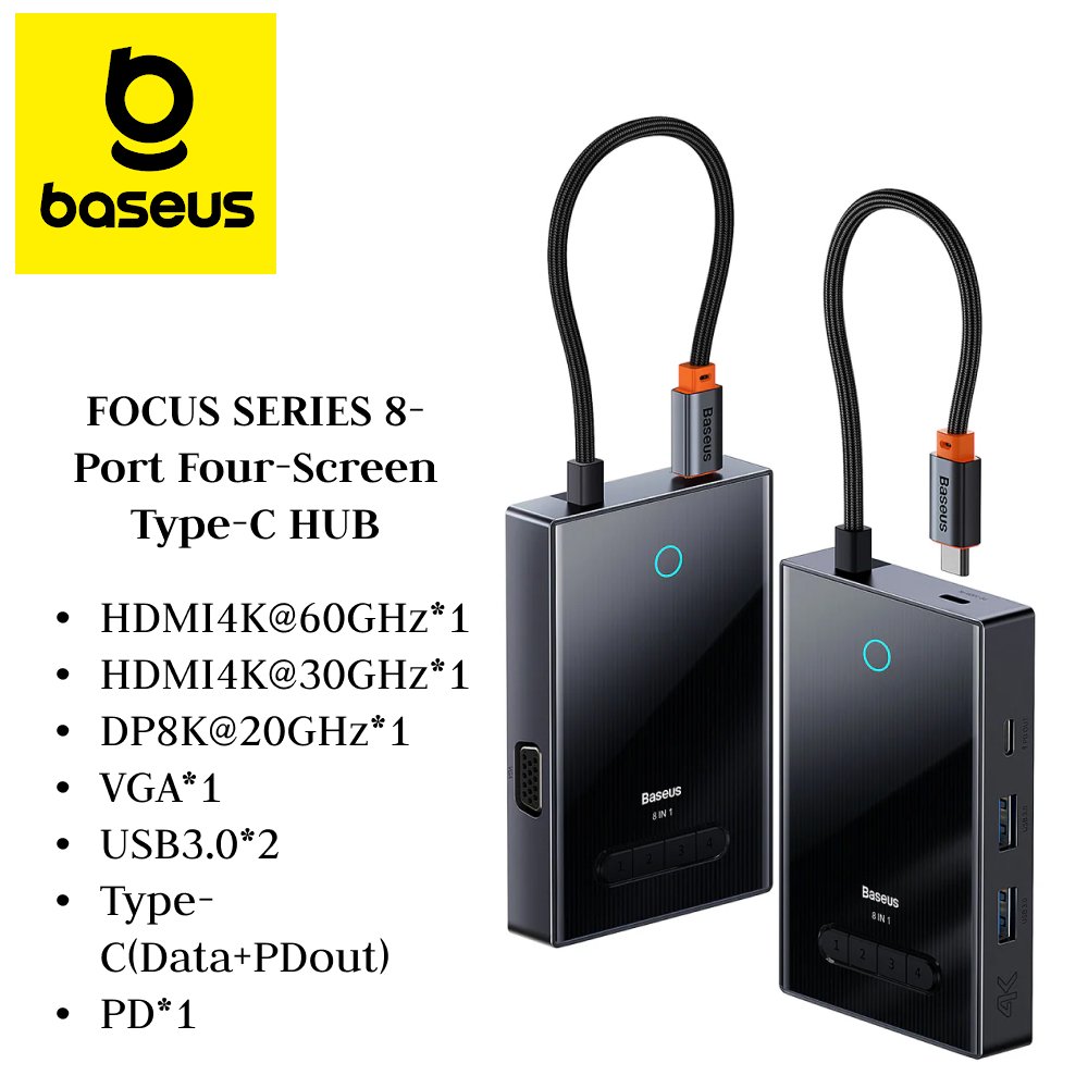 BASEUS FOCUS SERIES 8-Port Four Screen